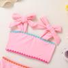 imageYOUNGER TREE Toddler Baby Girls Swimsuit Two Piece Solid Color Stripe Swimwear Summer Beach Bikini Bathing SuitPink2