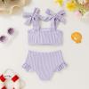 imageYOUNGER TREE Toddler Baby Girls Swimsuit Two Piece Solid Color Stripe Swimwear Summer Beach Bikini Bathing SuitPurple Stripe
