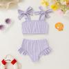 imageYOUNGER TREE Toddler Baby Girls Swimsuit Two Piece Solid Color Stripe Swimwear Summer Beach Bikini Bathing SuitPurple Stripe