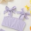 imageYOUNGER TREE Toddler Baby Girls Swimsuit Two Piece Solid Color Stripe Swimwear Summer Beach Bikini Bathing SuitPurple Stripe