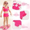 imageYOUNGER TREE Toddler Baby Girls Swimsuit Two Piece Solid Color Stripe Swimwear Summer Beach Bikini Bathing SuitRose Red