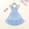 imageYOUNGER TREE Toddler Dress Girls Summer Ruffle Sleeveless Smocked Dresses Kids Beach Casual SundressBlue