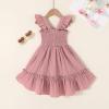 imageYOUNGER TREE Toddler Dress Girls Summer Ruffle Sleeveless Smocked Dresses Kids Beach Casual SundressDark Pink
