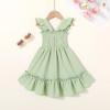 imageYOUNGER TREE Toddler Dress Girls Summer Ruffle Sleeveless Smocked Dresses Kids Beach Casual SundressGreen