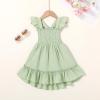 imageYOUNGER TREE Toddler Dress Girls Summer Ruffle Sleeveless Smocked Dresses Kids Beach Casual SundressGreen