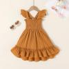 imageYOUNGER TREE Toddler Dress Girls Summer Ruffle Sleeveless Smocked Dresses Kids Beach Casual SundressOrange