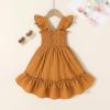 imageYOUNGER TREE Toddler Dress Girls Summer Ruffle Sleeveless Smocked Dresses Kids Beach Casual SundressOrange