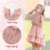 imageYOUNGER TREE Toddler Dress Girls Summer Ruffle Sleeveless Smocked Dresses Kids Beach Casual SundressPink