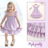 imageYOUNGER TREE Toddler Dress Girls Summer Ruffle Sleeveless Smocked Dresses Kids Beach Casual SundressPurple
