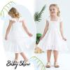 imageYOUNGER TREE Toddler Dress Girls Summer Ruffle Sleeveless Smocked Dresses Kids Beach Casual SundressWhite