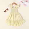 imageYOUNGER TREE Toddler Dress Girls Summer Ruffle Sleeveless Smocked Dresses Kids Beach Casual SundressYellow