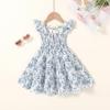 imageYOUNGER TREE Toddler Girl Dress Baby Girls Summer Clothes Ruffle Sleeve Floral Smock Beach Boho Dresses SundressBlue Flower Dress