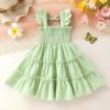 imageYOUNGER TREE Toddler Girl Dress Baby Girls Summer Clothes Ruffle Sleeve Floral Smock Beach Boho Dresses SundressGreen