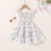 imageYOUNGER TREE Toddler Girl Dress Baby Girls Summer Clothes Ruffle Sleeve Floral Smock Beach Boho Dresses SundressWhite Dress Purple Floral
