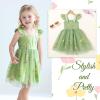 imageYOUNGER TREE Toddler Girl Tutu Dress Tulle Summer Dresses Party Princess Sundress for 16YFairy Green Flowers