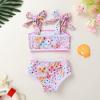 imageYOUNGER TREE Toddler Girls Two Pieces Swimsuit Color Block Stripe Swimwear Summer Beach Bathing Suit 18M5TPink Flower Bud