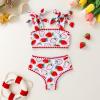 imageYOUNGER TREE Toddler Girls Two Pieces Swimsuit Color Block Stripe Swimwear Summer Beach Bathing Suit 18M5TStrawberry Flower Buds