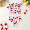 imageYOUNGER TREE Toddler Girls Two Pieces Swimsuit Color Block Stripe Swimwear Summer Beach Bathing Suit 18M5TStrawberry Flower Buds