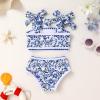 imageYOUNGER TREE Toddler Girls Two Pieces Swimsuit Color Block Stripe Swimwear Summer Beach Bathing Suit 18M5TWhite Blue Flower