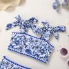 imageYOUNGER TREE Toddler Girls Two Pieces Swimsuit Color Block Stripe Swimwear Summer Beach Bathing Suit 18M5TWhite Blue Flower