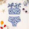 imageYOUNGER TREE Toddler Girls Two Pieces Swimsuit Color Block Stripe Swimwear Summer Beach Bathing Suit 18M5TWhite Blue Flower