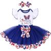 imageYOUNGER TREE Baby Girls 1st Birthday Outfit ONE Romper Tulle Tutu Skirt with Headband Sets Baby First Princess DressButterfly and Blue