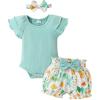 Mint Green Romper and Flower Shorts