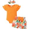Orange Romper and Flower Shorts