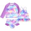imageYOUNGER TREE Toddler Baby Girl Rashguard Sets Long Sleeve Swimsuit Vest Bikini Swim Suits 3Pieces Bathing SuitsNeon Horse