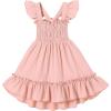imageYOUNGER TREE Toddler Dress Girls Summer Ruffle Sleeveless Smocked Dresses Kids Beach Casual SundressPink
