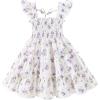 White Dress Purple Floral