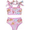 imageYOUNGER TREE Toddler Girls Two Pieces Swimsuit Color Block Stripe Swimwear Summer Beach Bathing Suit 18M5TPink Flower Bud