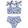 imageYOUNGER TREE Toddler Girls Two Pieces Swimsuit Color Block Stripe Swimwear Summer Beach Bathing Suit 18M5TWhite Blue Flower