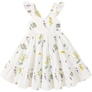 imageKids Toddler Baby Girls Rainbow Dress Princess Sleeveless Beach Butterfly SundressFlower
