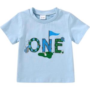 imageYOUNGER TREE Baby Boy Clothes 1 Year Old Clothes First Birthday Outfit Boy Short Sleeve TShirt Infant Summer OutfitsHole in One