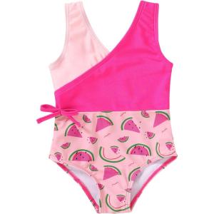 imageYOUNGER TREE Toddler Girl One Piece Swimsuit Color Block Stripe Swimwear Summer Beach Bathing Suit 12M5TWatermelon