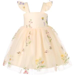 imageYOUNGER TREE Toddler Girl Tutu Dress Tulle Summer Dresses Party Princess Sundress for 16YApricot and Flower