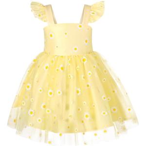 imageYOUNGER TREE Toddler Girl Tutu Dress Tulle Summer Dresses Party Princess Sundress for 16YYellow Daisy