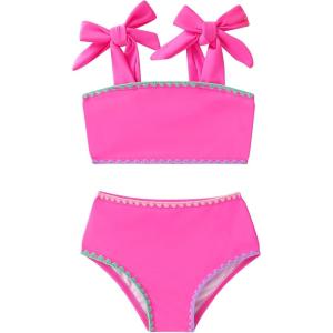 imageYOUNGER TREE Toddler Girls Two Pieces Swimsuit Color Block Stripe Swimwear Summer Beach Bathing Suit 18M5TRose Pink Flower Bud