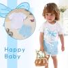 imageYOUNGER TREE Toddler Infant Baby Girls Summer Outfits Leopard Print Short Sleeve Pocket TShirt Tops Pants Clothes SetsBlue Bowknot