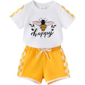 imageYOUNGER TREE Toddler Infant Baby Girls Summer Outfits Leopard Print Short Sleeve Pocket TShirt Tops Pants Clothes SetsBee