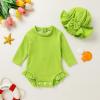 imageYOUNGER TREE Infant Baby Girls Swimsuit Long Sleeve Swimsuits One Piece Swimsuit Solid Color Bathing Suit with Hat UPF 50Mustard Green