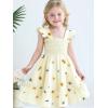 imageToddler Baby Girls Dress Floral Embroidered Boho Sleeveless Beach Butterfly SundressCream and Daisy