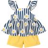 imageYOUNGER TREE Toddler Baby Girl Clothes Sleeveless Ruffle Bowknot Dress Top Shorts Set Summer Outfits for Little Kids GirlsStripedaisy