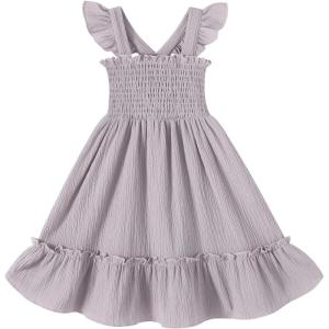 imageToddler Baby Girls Dress Floral Embroidered Boho Sleeveless Beach Butterfly SundressLight Purple