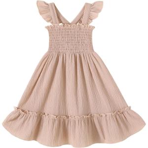 imageToddler Baby Girls Dress Floral Embroidered Boho Sleeveless Beach Butterfly SundressPink