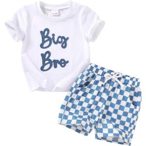imageYOUNGER TREE Toddler Baby Boy Summer Clothes Dinosaur TShirt and Shorts Boy Outfits 12 Months to 4TBig Bro