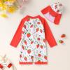 imageToddler Baby Girls Swimsuit OnePiece Zipper Swimwear UPF 50 Sun Protection Bathing Suit with HatStrawberry