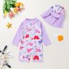 imageToddler Baby Girls Swimsuit OnePiece Zipper Swimwear UPF 50 Sun Protection Bathing Suit with HatWhale