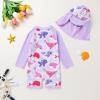 imageToddler Baby Girls Swimsuit OnePiece Zipper Swimwear UPF 50 Sun Protection Bathing Suit with HatWhale